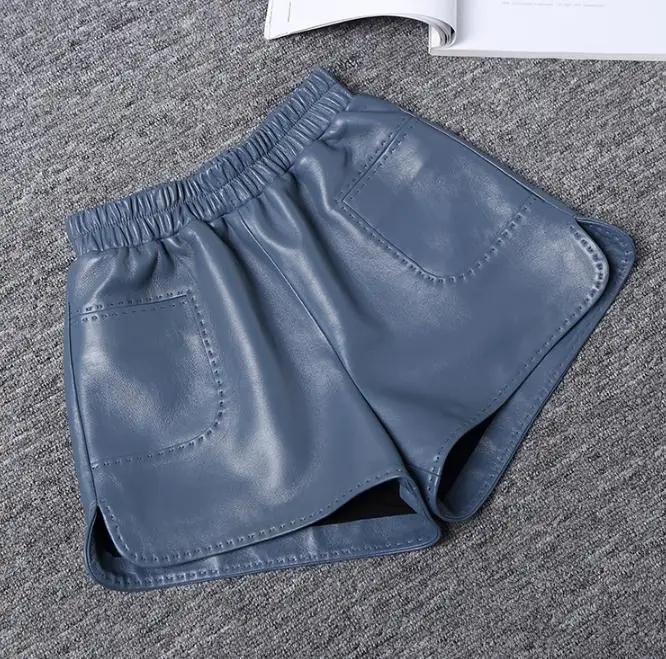 New Arrival Designer Sheepskin Real leather short pants Women's High Quality Genuine Leather Pockets pants C596
