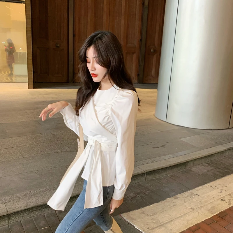 

Korean Style Clothes Ulzzang Spring Women Blouses Fashion Brand Lace Up Blusas Mujer De Moda Ladies Tops Long Sleeve Shirts New