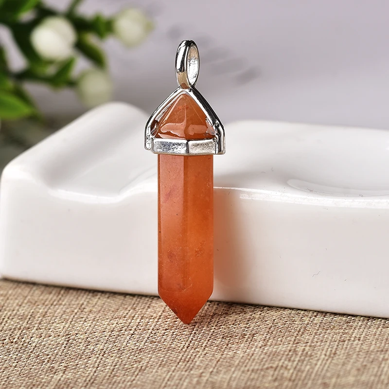 100% натуральный кристалл Шестигранная подвеска в форме колонны кварцевые