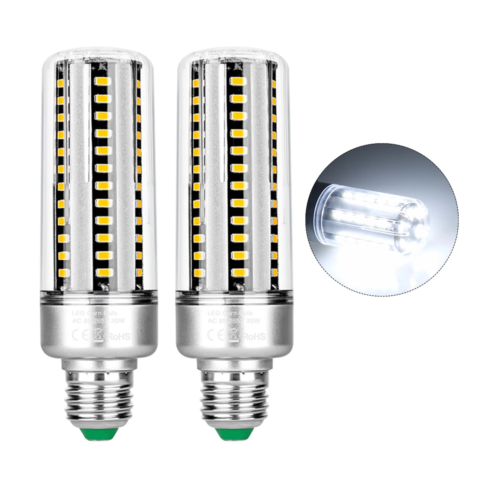 

2pcs E26 Home Durable 22W Garage Barn Backyard LED Bulb Bright Corn Light Warehouses Aluminum Indoor Outdoor Office