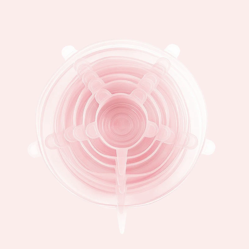 Pink Силиконовые эластичные крышки 6 упаковок различных размеров многоразовые крышки для чаш, горшков, чашек. Набор прочных и расширяемых крышек для пищевых продуктов - Цвет: Pink