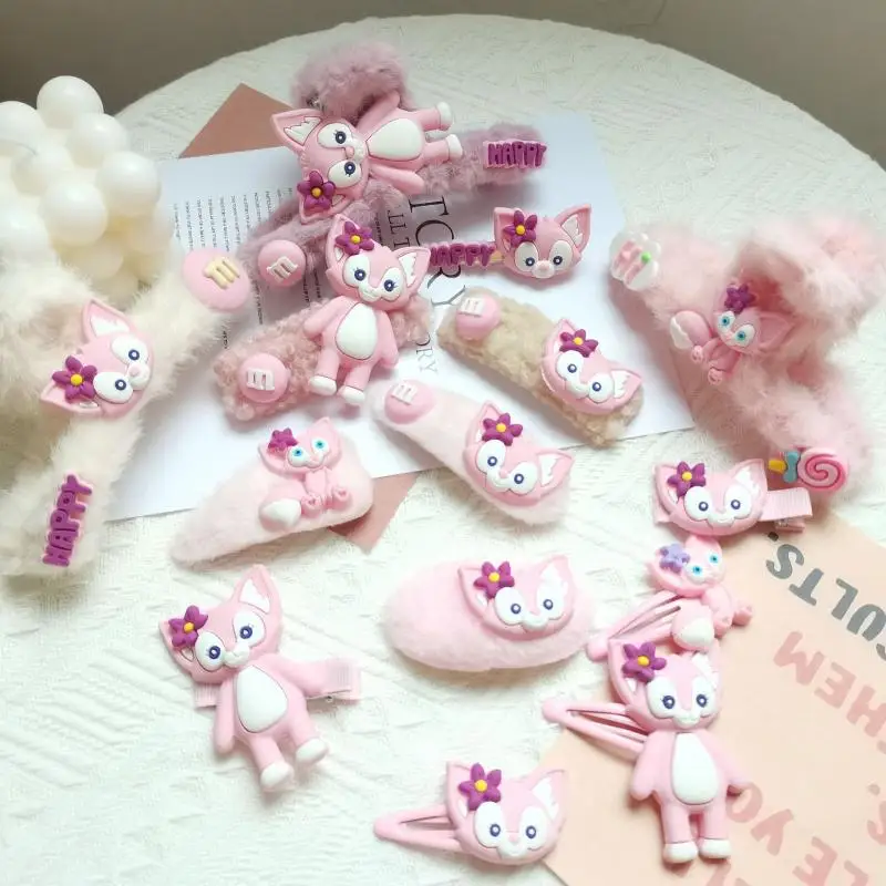 2021 Кавай Кос Линабелл Повязка с ушками Лисы Даффи Девочки Плюшевый Резинка для волос Маленький Бант Захватывающая резинка для волос Коллекция Розовая Шанхайская Курортная