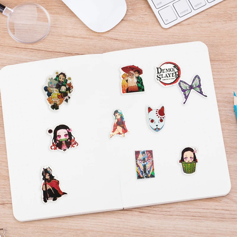 

100 Pcs Demon Slayer Kimetsu No Yaiba Anime Sticker Cosplay Props PVC Waterproof DIY Guitar Car Tanjirou Nezuko Decal Stickers