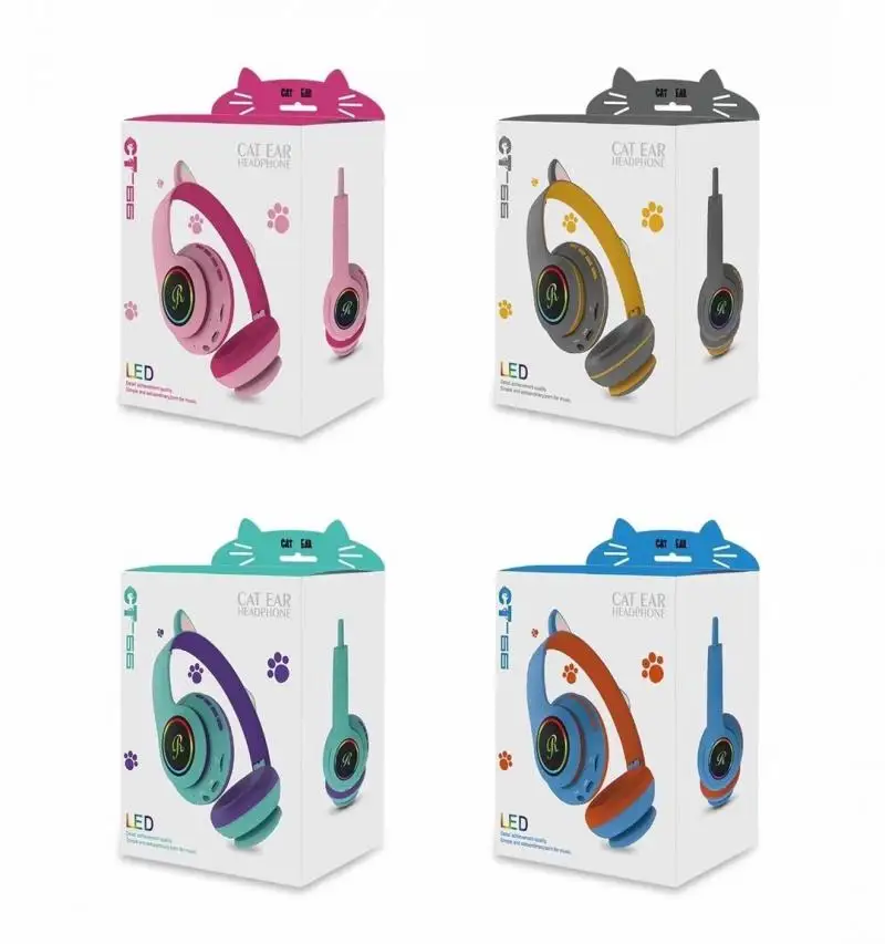 

RGB Flash Light Cute Cat Ear Wireless Headphones Noise Reduction Headset Bluetooth Children's Headset With Microphone For Phone