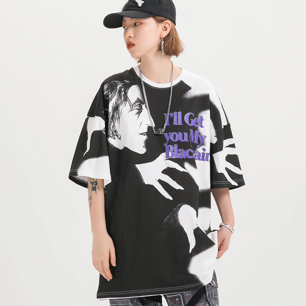 Женские футболки с рисунком ужасов большие размеры уличная одежда в стиле панк