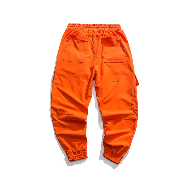 Мужские брюки карго оранжевые мешковатые тактические с несколькими карманами