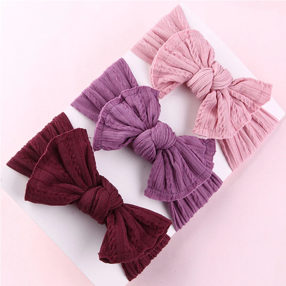 120 шт./лот детские повязки на голову с бантом нейлоновые широкий нейлоновый