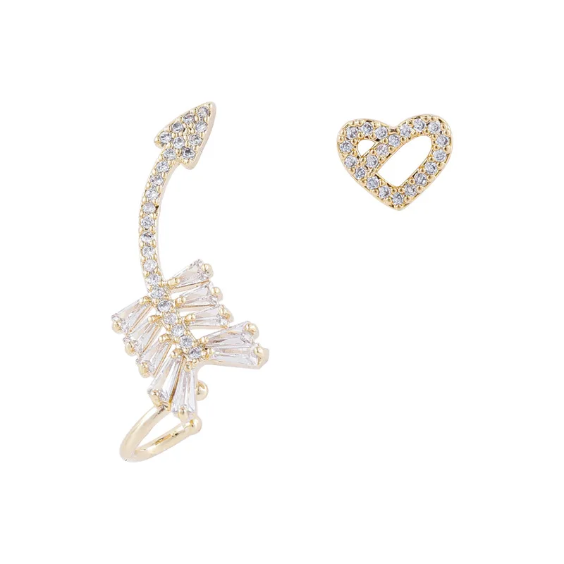 

2020 New Arrival Korea Charm Arrow Heart Rhinestone Ear Cuff Earring ClipFashion Ear Stud