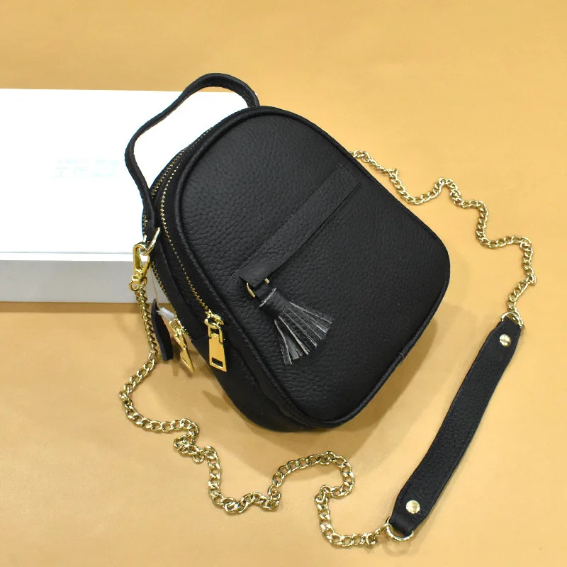 

MJ Genuine Leather Women Handbag Chain Crossbody Bag Versatile Female Shoulder Handbags Small Tote Bags High Capacity Purses