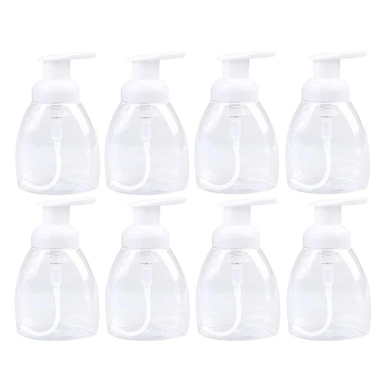 

8 Pack 300Ml/10Oz Foaming Soap Dispensers Clear Plastic Soap Dispenser Pump Bottles,Perfect on Bathroom Countertops