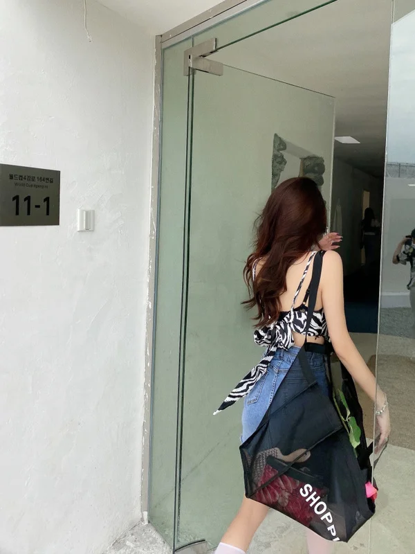 

Sweet Hot Girl Sexy Zebra Strap Square Scarf Camisole Tops Tank Top