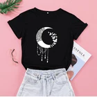 Ретро стиль, лунных с рисунком бабочки, эстетическое Графические футболки с круглым вырезом и короткими рукавами размера плюс 5xl Женские футболки топы, женские футболки