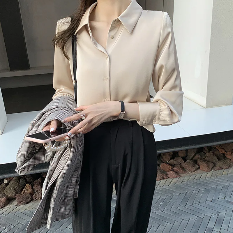 

Women's Fashion Temperament Shirt Spring 2021 New Loose and Thin Chiffon Long-sleeved Shirt Women Shirts Blouses Sleeve Long