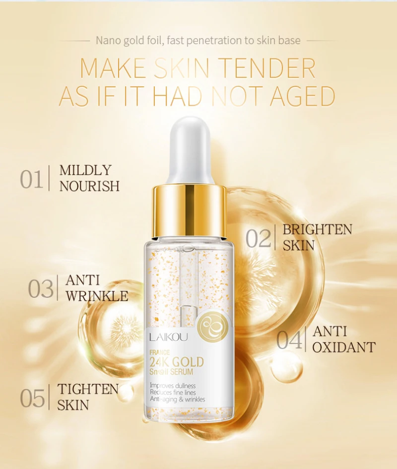 

15ML Serum Japan Sakura Essence Anti-Aging Hyaluronic Acid Pure 24K Gold Whitening Vitamin C Skin Care Makeup Face Serum TSLM1