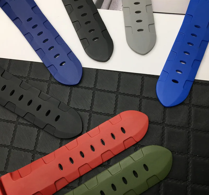 22mm 24mm 26mm Silicone black green blue red grey Rubber watch band Replace For Panerai strap watchband pin buckle | Наручные часы