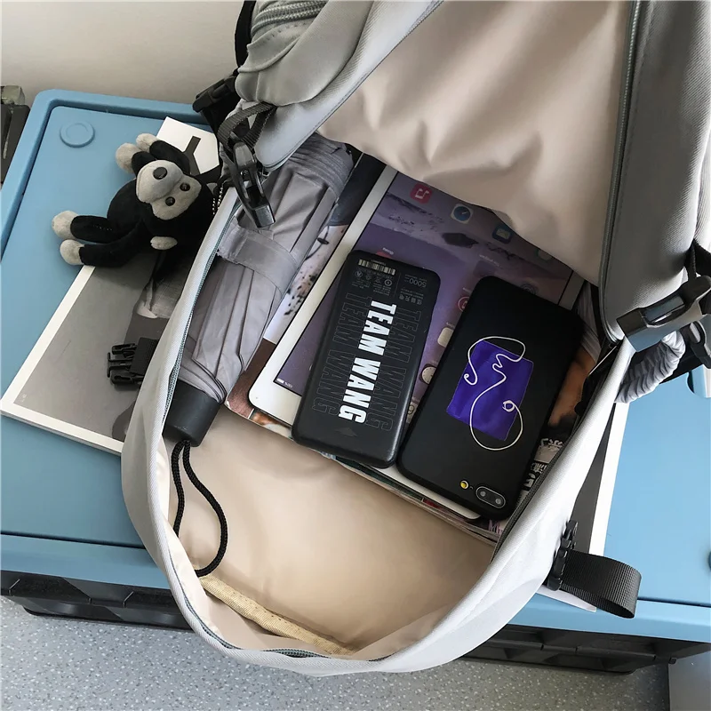 

DCIMOR New Large Capacity Waterproof Nylon Women Backpack Men Insert Buckle Laptop Backpacks Unisex College Rope Schoolbag