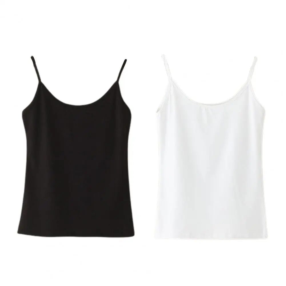 

2021 New Women Vest Spaghetti Straps Solid Color Women Sleeveless Slim Camisole Tank Top for Summer