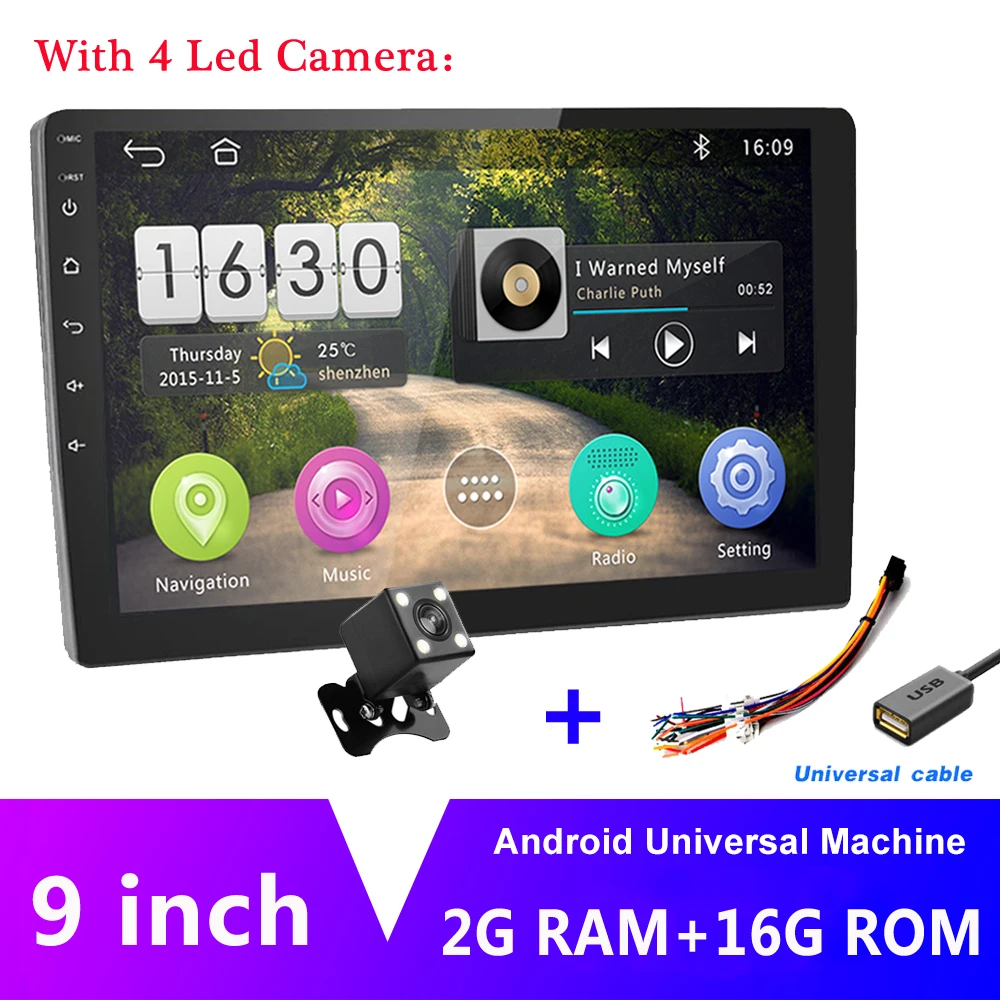 2G 16G 4LED Light AMPrime " Android автомобильный Радио 2 Din мультимедийный плеер gps навигация авто стерео wifi Bluetooth видео плеер с камерой заднего вида - Цвет: 2G 16G 4LED Light