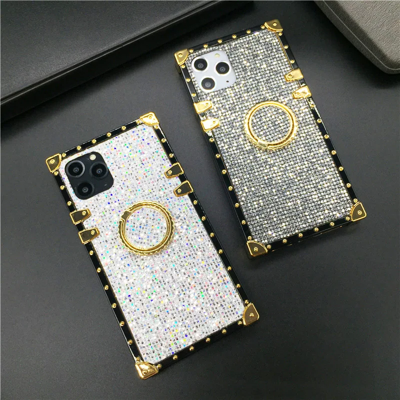 

Luxury Bling Cover Square Gold Glitter Phone Case for Samsung A50 A70 A51 A71 A81 A91 A01 A12 A10S A20S A31 A10E A40 M20 M30S