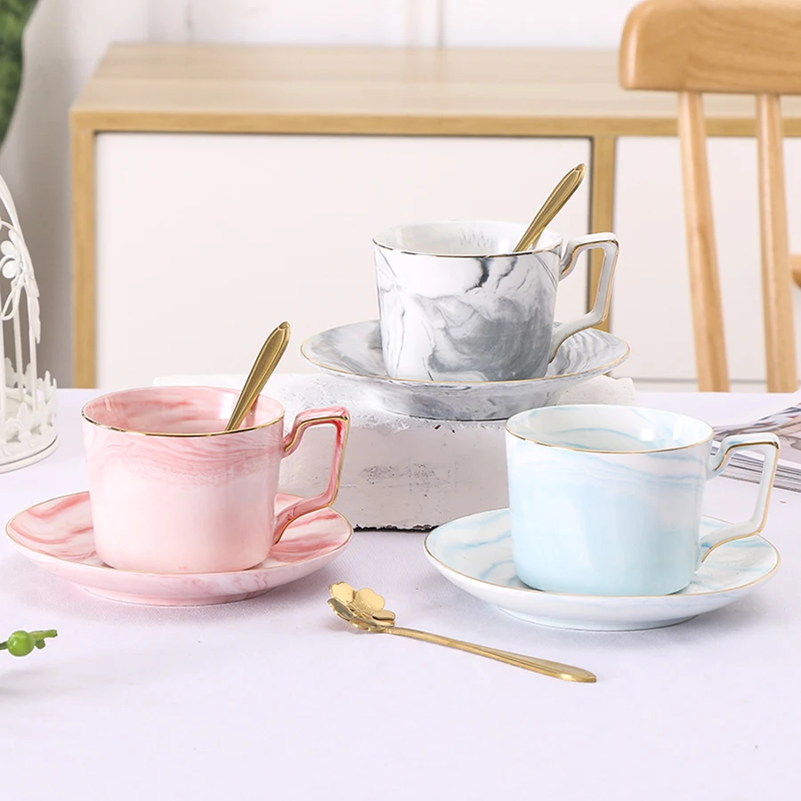 Макарон мраморные керамические кофейные чашки Tazas De кафе костяные чайные наборы