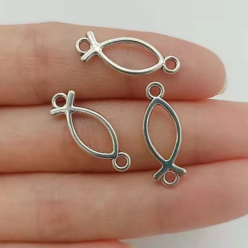 Амулеты с Иисусом соединители серебряного цвета для ожерелий и сережек