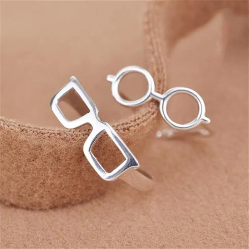 

Original Creative New Handmade 925 Sterling Silver Glasses Styling Open Rings For Women Hot Sale Fine Jewelry Gift R053