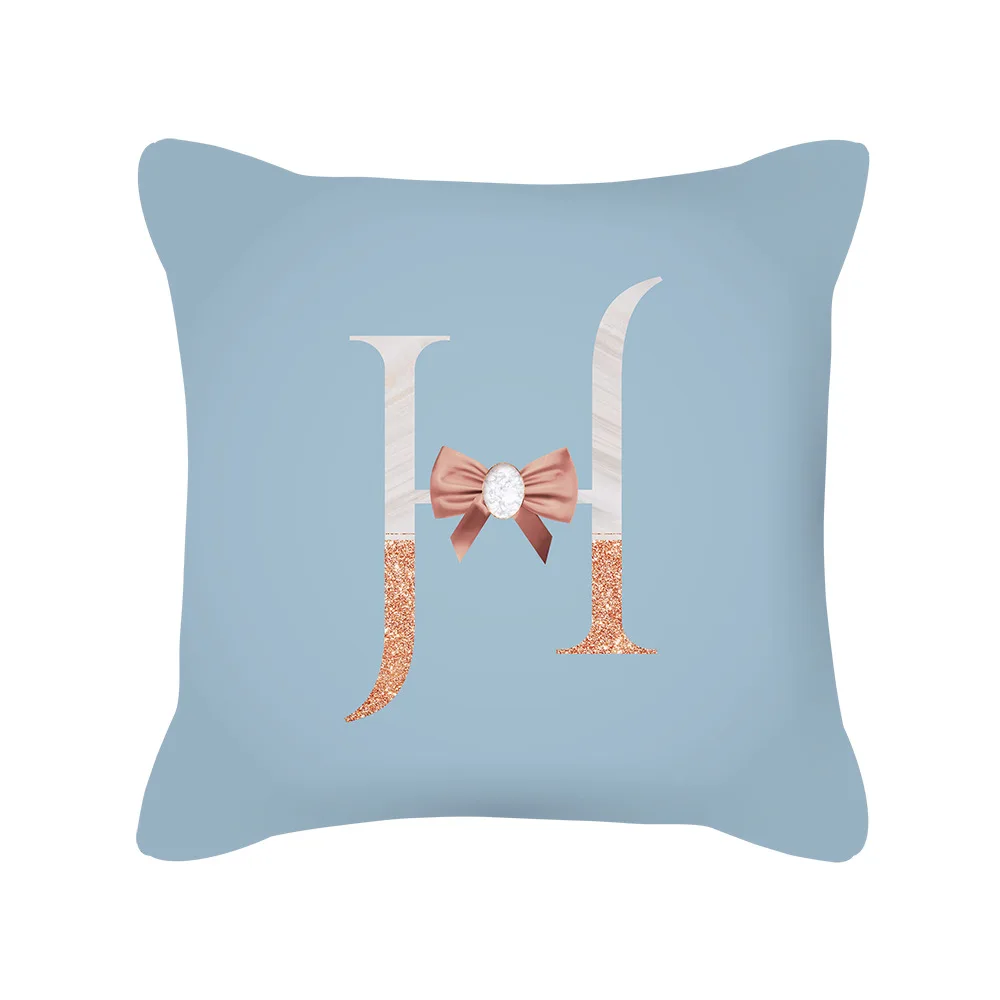 

Short plush new ins wind Nordic bow marble rose gold letter sofa peach skin super soft pillow cover