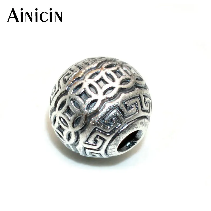 

High Quality Chinese Style Ancient Gold Coin Carved 3mm Big Hole Loose Beads For Bracelet Necklace Making Findings 10pcs/lot