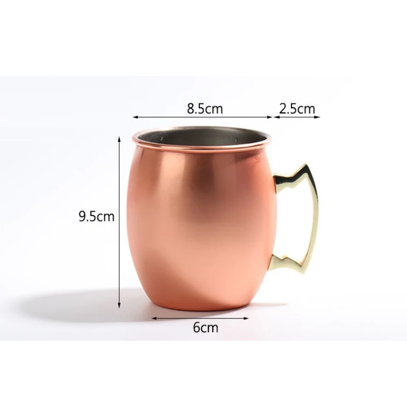 

Moscow Mule Mug 304 Stainless Steel Food-safe Cocktail Cup Handmade Hammered Copper Plated Cups Drinking Mug 550ml Barware