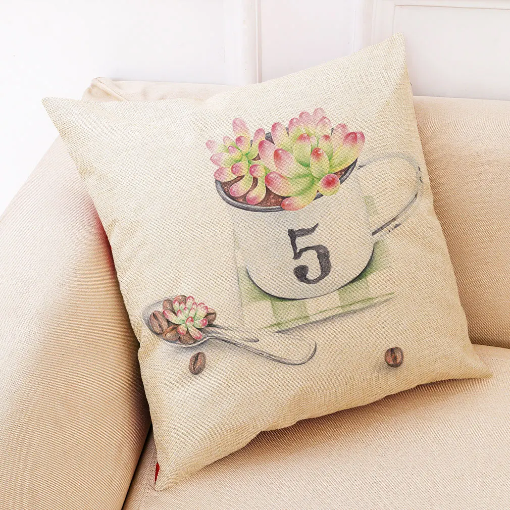 Наволочка для подушки с суккулентами украшение дома наволочка диванной