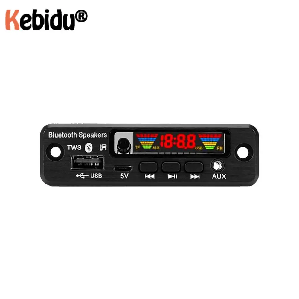 KEBIDU 5 в MP3 WMA WAV декодер плата Bluetooth5.0 беспроводной аудио модуль цветной экран USB AUX TF