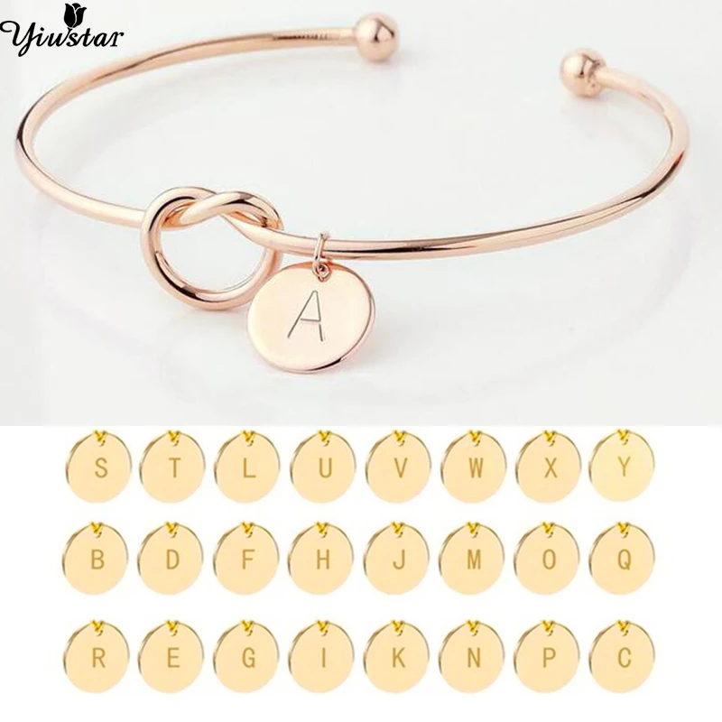 Женский браслет с узлом Yiustar элегантный из латуни 26 буквами Креативные Свадебные