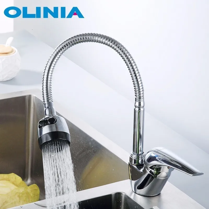 Olinia смеситель для кухни смеситель на кухню с поворотом на 360 градусов Современный стиль кухня с одной ручкой OL7195W