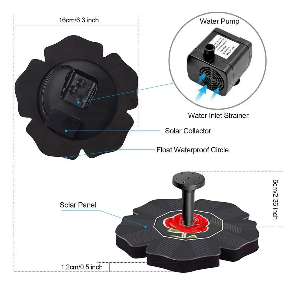 Насос солнечной энергии 210л/ч фонтан водопад птица ванна сад бассейн открытый
