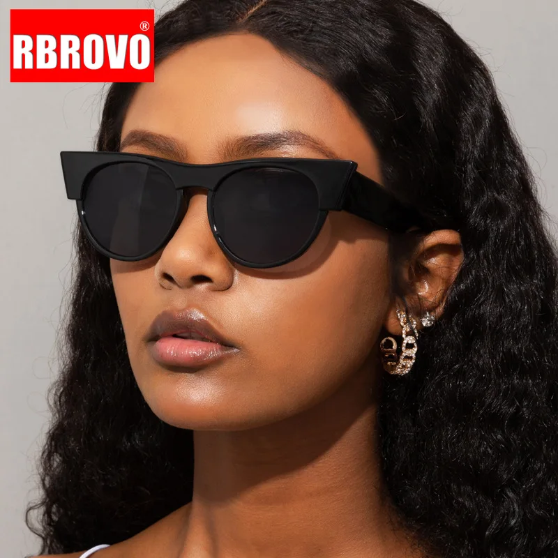 

RBROVO 2021 Vintage Cat Eye Sunglasses Women Large Eyeglasses Ladies Retro Black Luxury Glasses Women/Men Goggle Oculos UV400