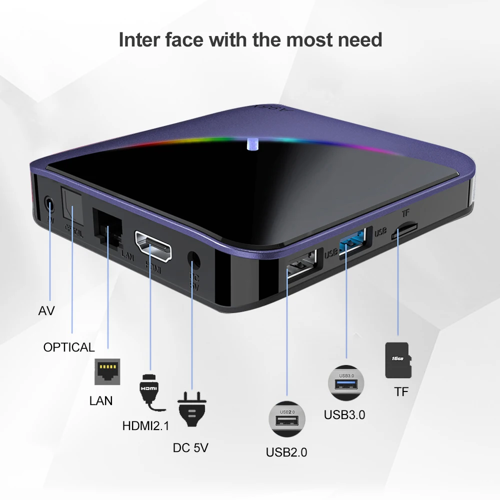 20 шт. A95X F3 RGB светильник TV Box Amlogic S905X3 Android 9 0 4 Гб 64 Поддержка Dual Wifi 4K 75fps Netflix Youtube Plex