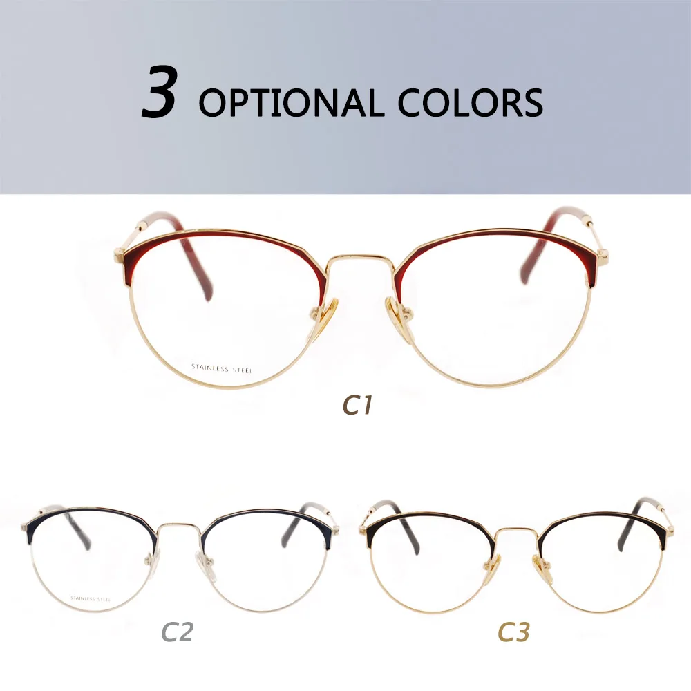 

REAL Fashion Optical Glasses Women Glasses Frame Prescription Brand Designer Metal Glasses Myopic Glasses Oval Full Frame Unisex