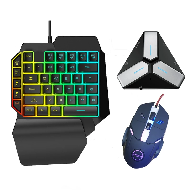 

3 in 1 Bluetooth Gaming Keyboard Mouse and Converter Combo Plug and Play for LOL PUBG Android Phone Tablets