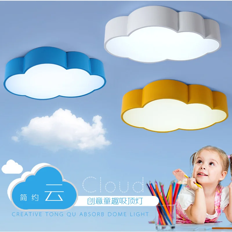 Потолочная лампа светодиодная облачная для детской комнаты желтая синяя красная