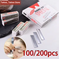100pcs1pack eyebrow trimmer razor blade stainless steel microblading eyebrow knife for permanent makeup brow tattoo beauty tool