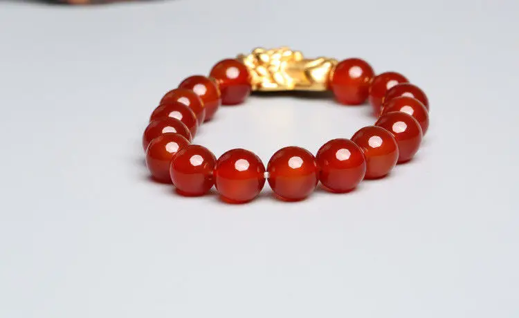 Красные Бусины Из халцедона золотое покрытие богатство Божьего зверя (PIXIU)