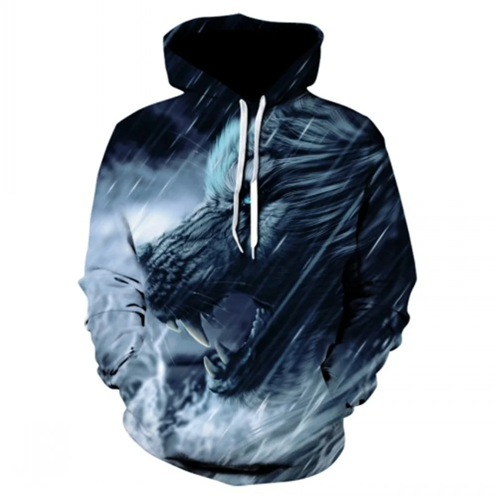 

Sudadera con capucha para hombre y mujer, con estampado 3D de Lobo, Diseño de lobo brillante, estilo Harajuku