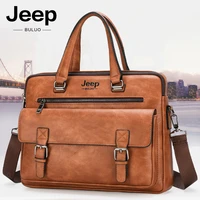 jeep buluo mens briefcase bags for 14 laptop man business shoulder bag handbags high quality leather office black fashion