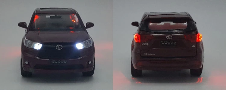 1:32 Масштаб Литой Сплав металлическая модель автомобиля SUV для TOYOTA Highlander Коллекция Модель внедорожный автомобиль звук и светильник