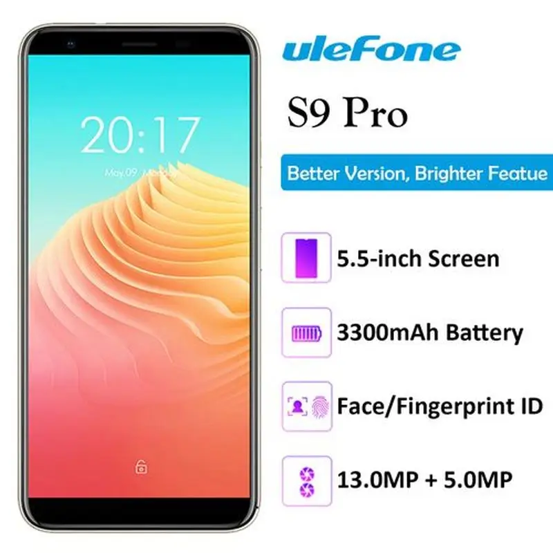 Ulefone S9 PRO Bleck O2 смартфон 2 Гб ОЗУ 16 ПЗУ 5 &quotMTK6739 четырехъядерный Android 8 1 8.0MP мобильный