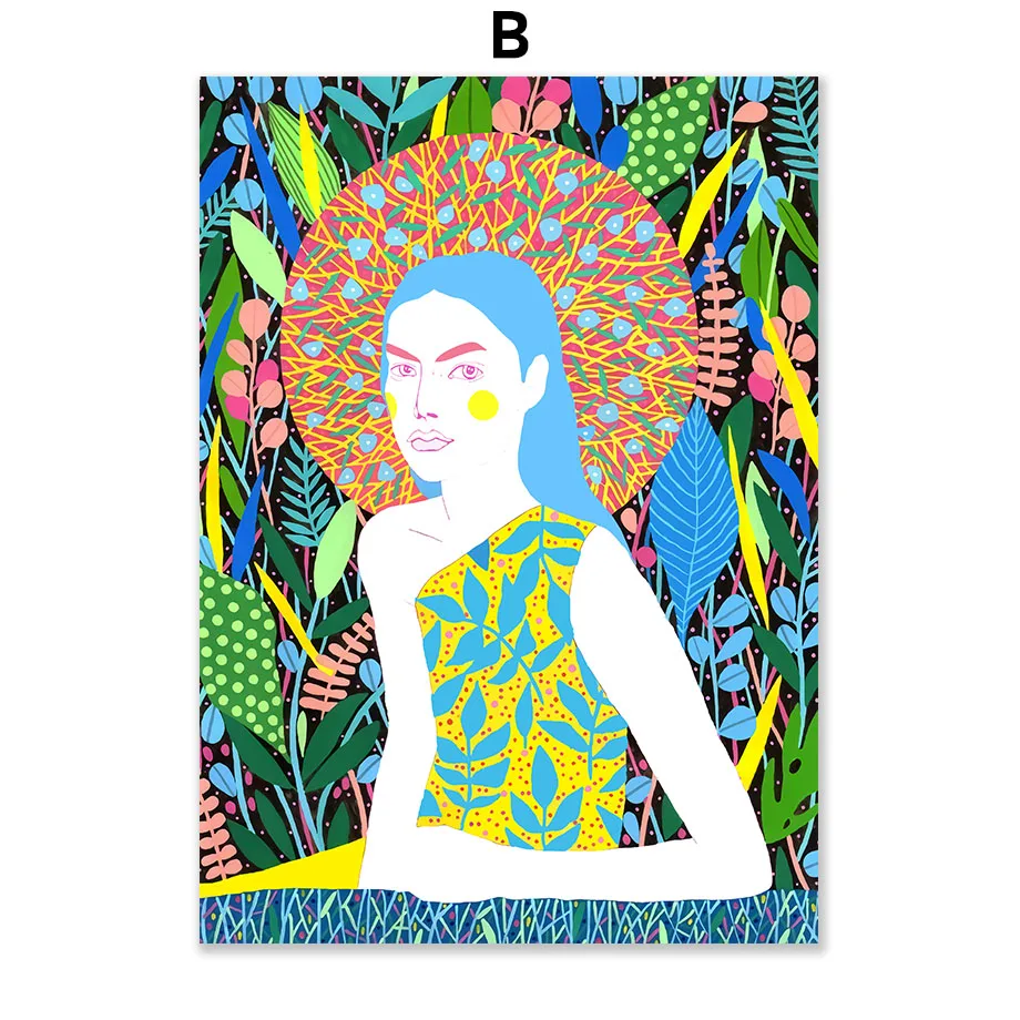 

Abstract Dazzling Girl Lady boho Art Canvas Painting Nordic Posters And Prints Wall Pictures For Living Room Salon Decor