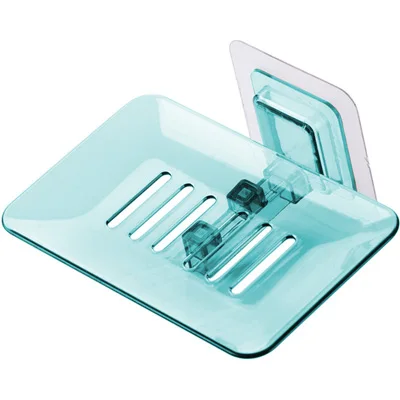 Blue Настенная мыльница для ванной комнаты мыльница для мыла лоток для ванной стеллаж настенная полка контейнер для мыла - Цвет: Blue