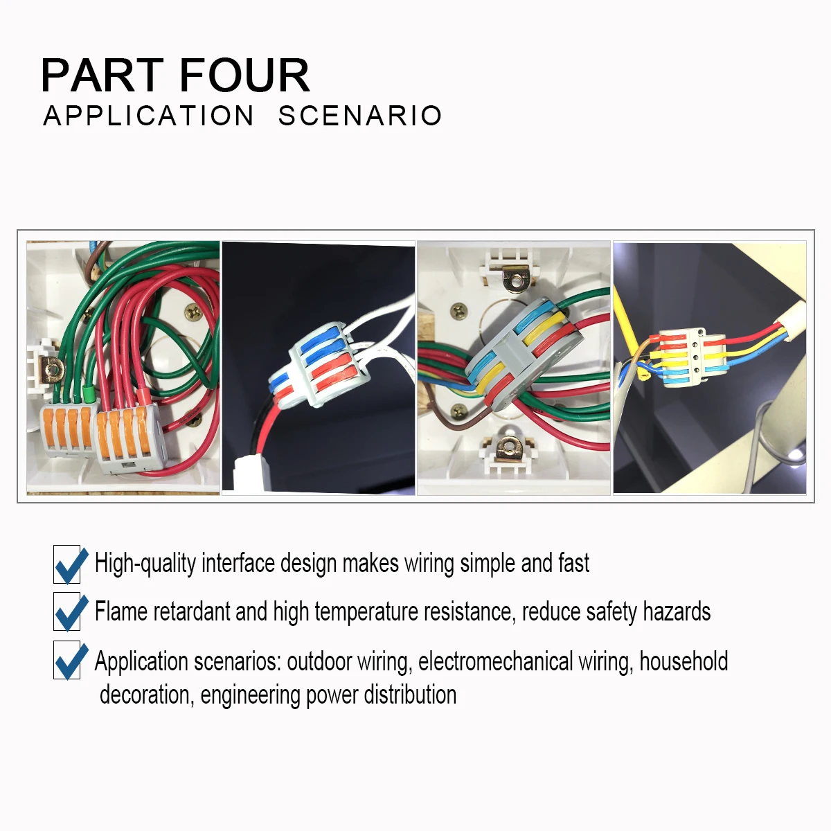 1 Input 2/3/4/5 Output Splitter Quick Spring Splicing Wire Connector Electric Cable Terminal Block Push In With Operation Lever |