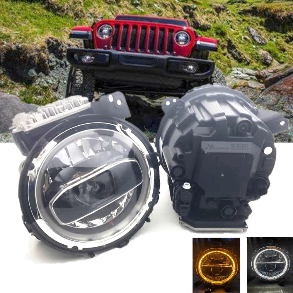 Автомобильная светодиодная фара 90 Вт 9 дюймов для Jeep Wrangler JL 2018 2019 с белым DRL