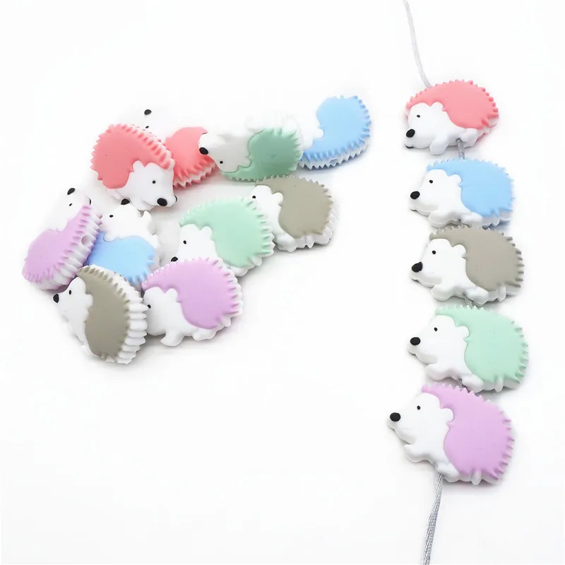 Chenkai 10PCS Hedgehog Silicone Teether Beads DIY Animal Cartoon Baby Chewing Pacifier Dummy Sensory Jewelry Toy Making | Мать и ребенок